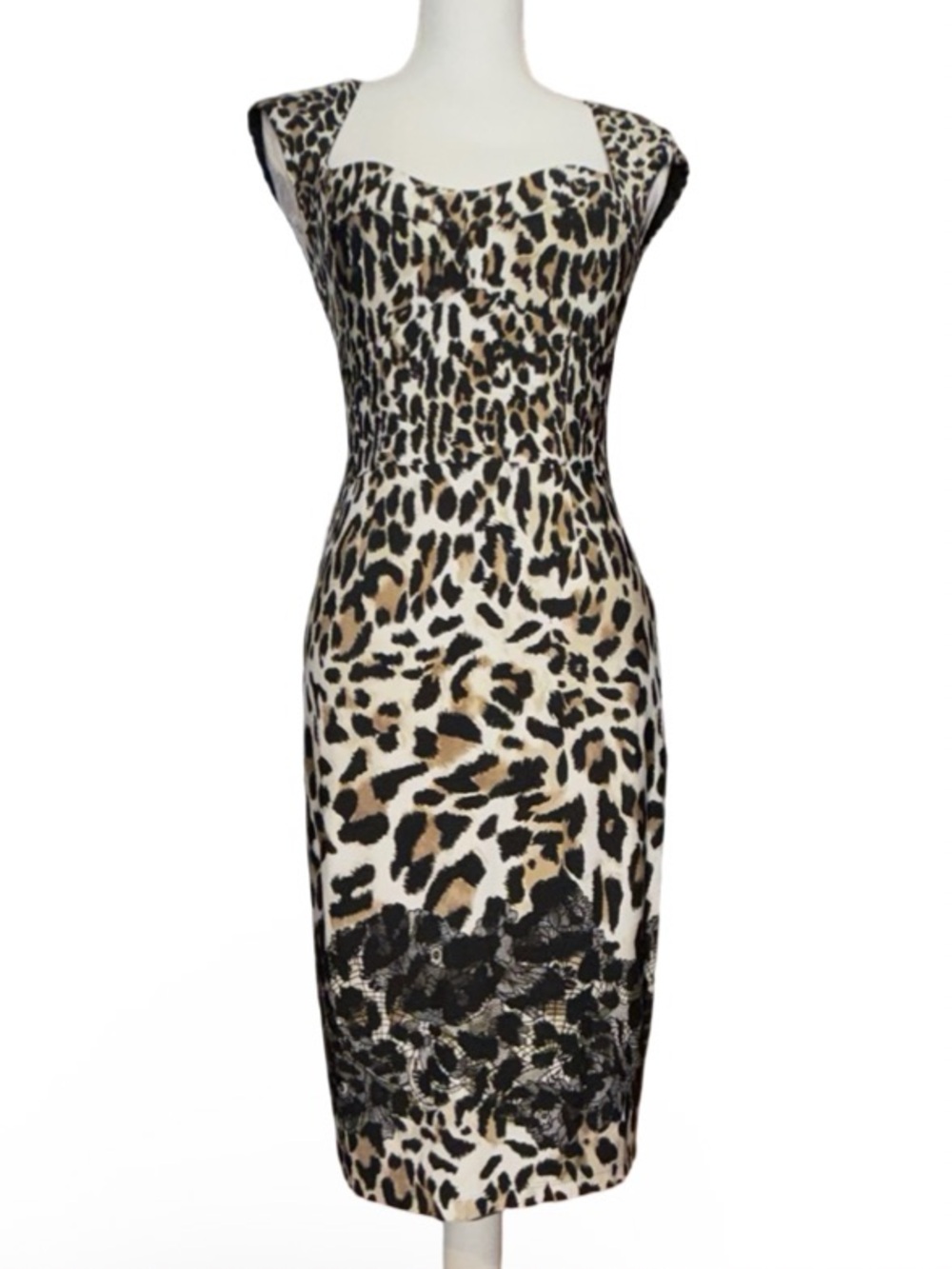 Boston Proper Leopard Print & Lace Sheath Dress - Size 2